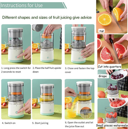 Cordless Electric Citrus Juicer – USB Rechargeable, 360° Rotation for Lemons & Oranges
